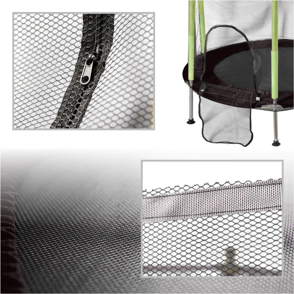 Trambulina pentru copii cu plasa de protectie, diametru 140 cm, 150 kg, verde