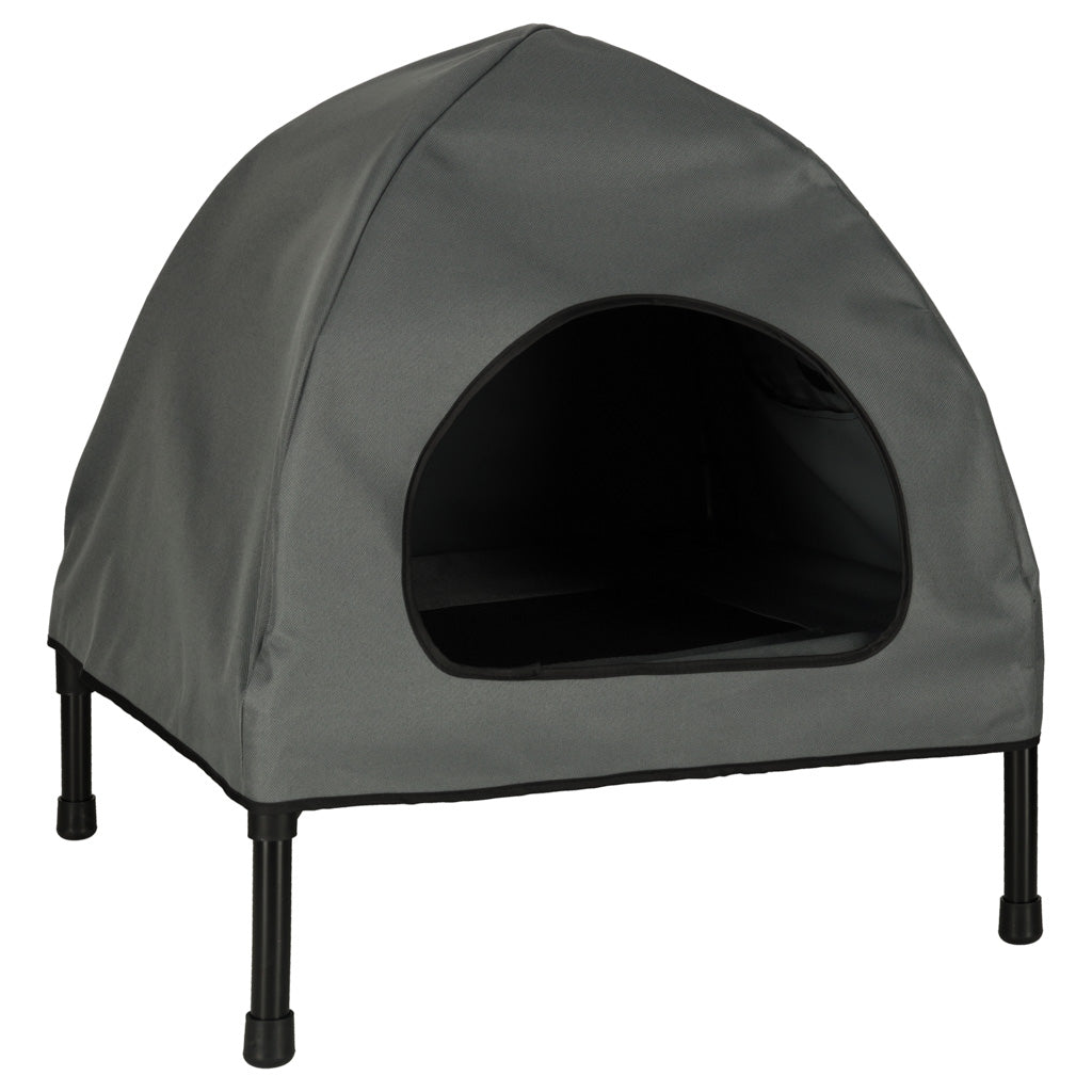 Casuta cu pat pentru caini si pisici, cu acoperis detasabil si baza ventilata, 54x44x60 cm, negru