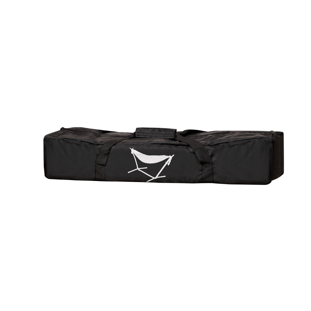 Hamac cu suport metalic, material textil 210x153 cm, cadru 247x133x104 cm, negru si gri