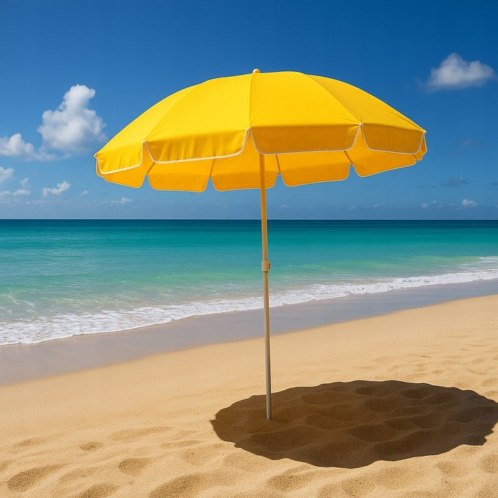 Umbrela de plaja pliabila cu protectie UV si inaltime reglabila, diametru 150 cm, galben - 2