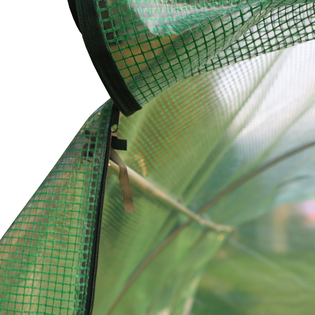 Sera gradina 400x300x200 cm, 8 ferestre cu plasa, usa cu fermoar, folie armata PE 130g/m², verde
