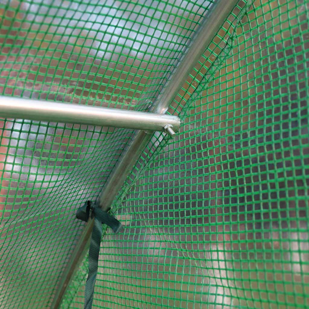Sera gradina 400x300x200 cm, 8 ferestre cu plasa, usa cu fermoar, folie armata PE 130g/m², verde