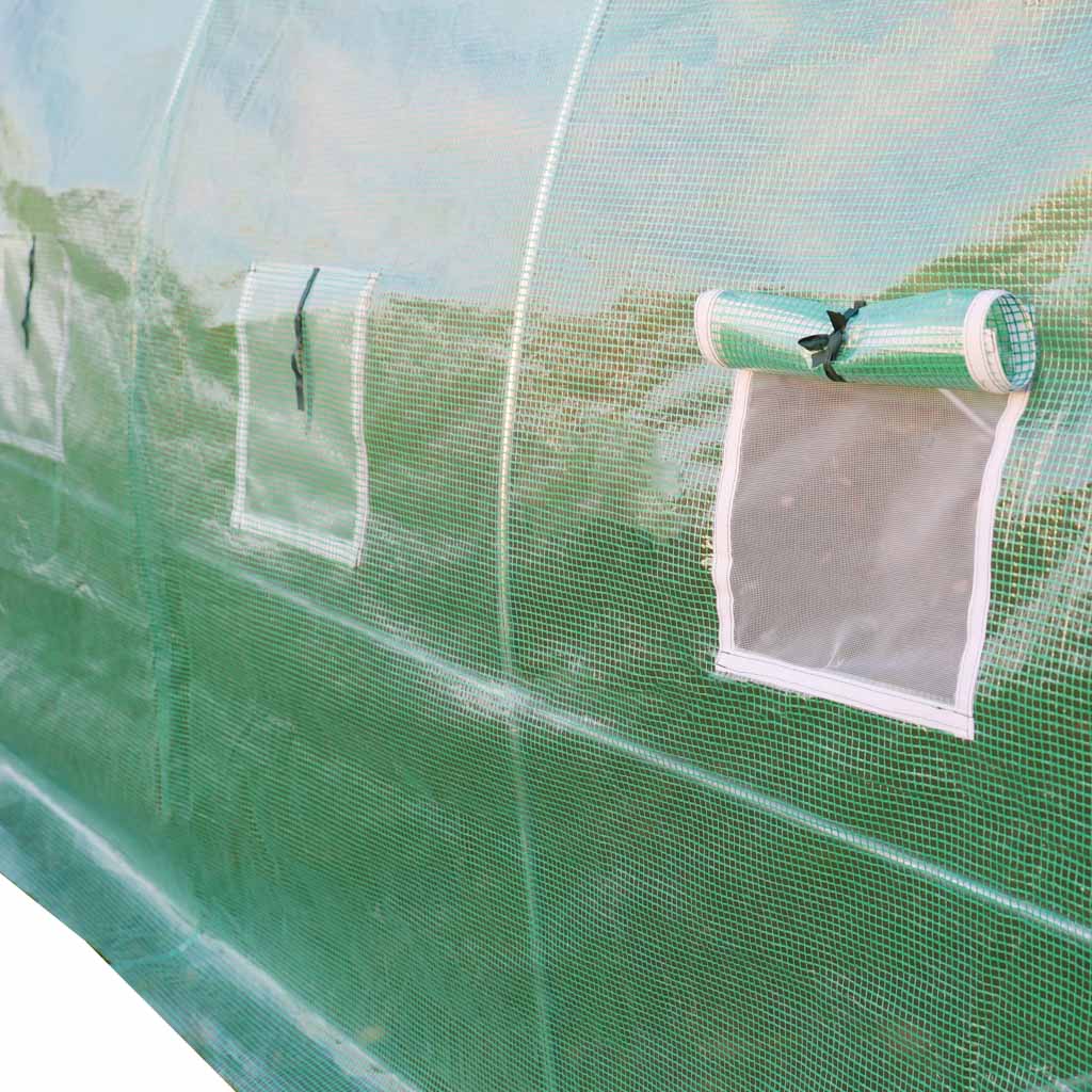 Sera gradina 400x300x200 cm, 8 ferestre cu plasa, usa cu fermoar, folie armata PE 130g/m², verde