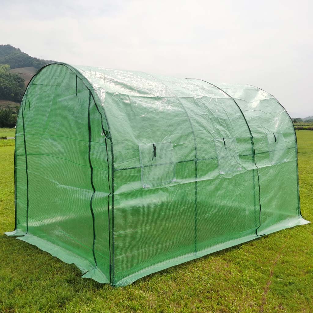 Sera gradina 300x200x200 cm, 6 ferestre, usa cu fermoar, folie PE 130g/m², verde