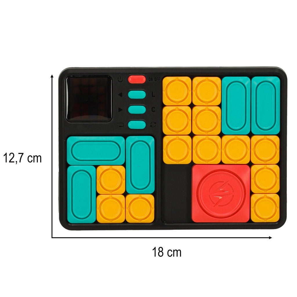 Joc logic magnetic 500 provocari, cu piese glisante si 7 niveluri, ABS, 18x13 cm, pentru copii 6+