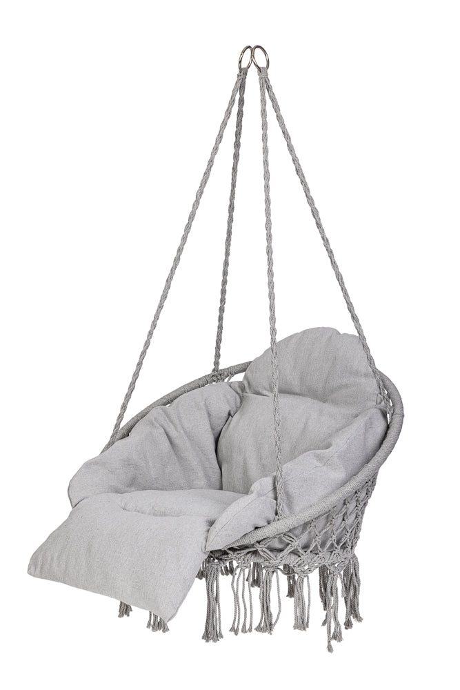Scaun rotund tip leagan suspendat cu perna Confort Plus, casa sau gradina, gri