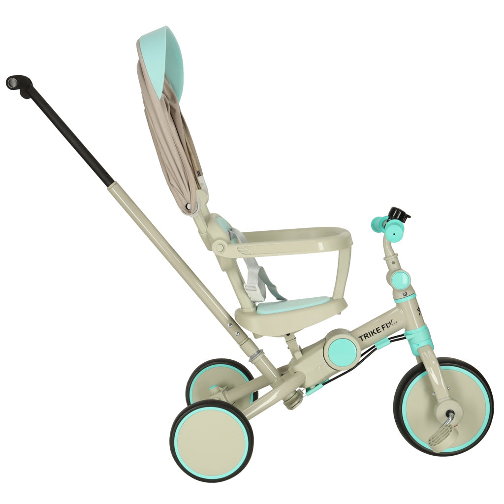Tricicleta copii 6in1, 70x31x89 cm, cu ghidon reglabil, sezut cu spatar si copertina, cadru metalic, albastru-gri