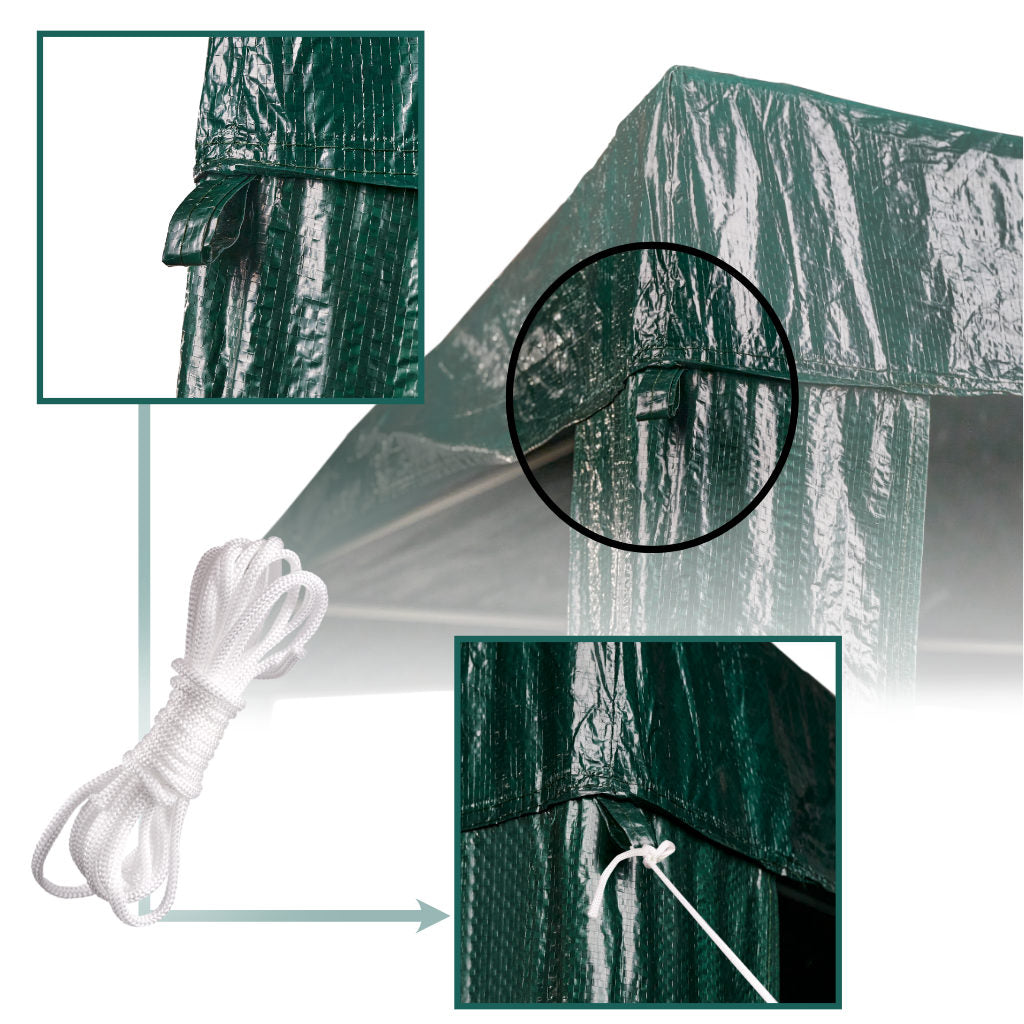 Pavilion gradina 200x200x240 cm, structura metalica, acoperis PE 90g/mp, verde