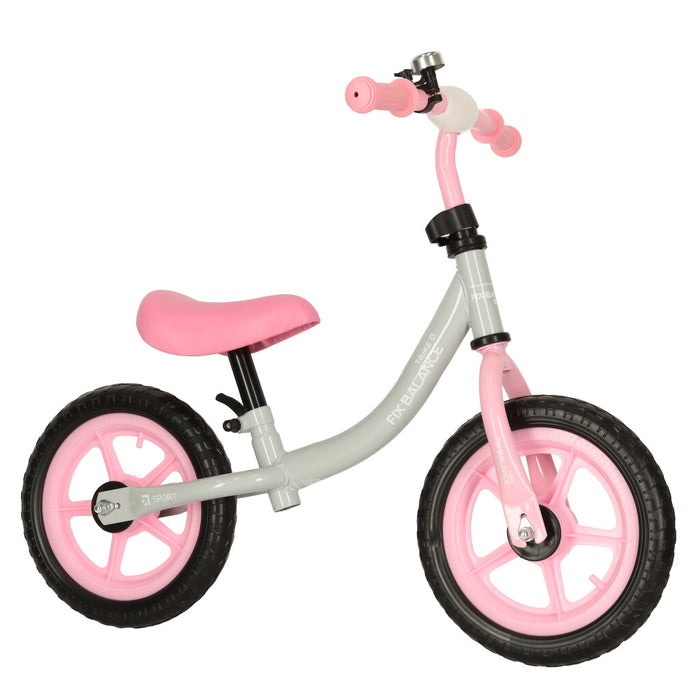 Bicicleta fara pedale pentru copii 80x40x57 cm, reglabila, roti din spuma, 1.8 kg, gri roz - BazarOltenia