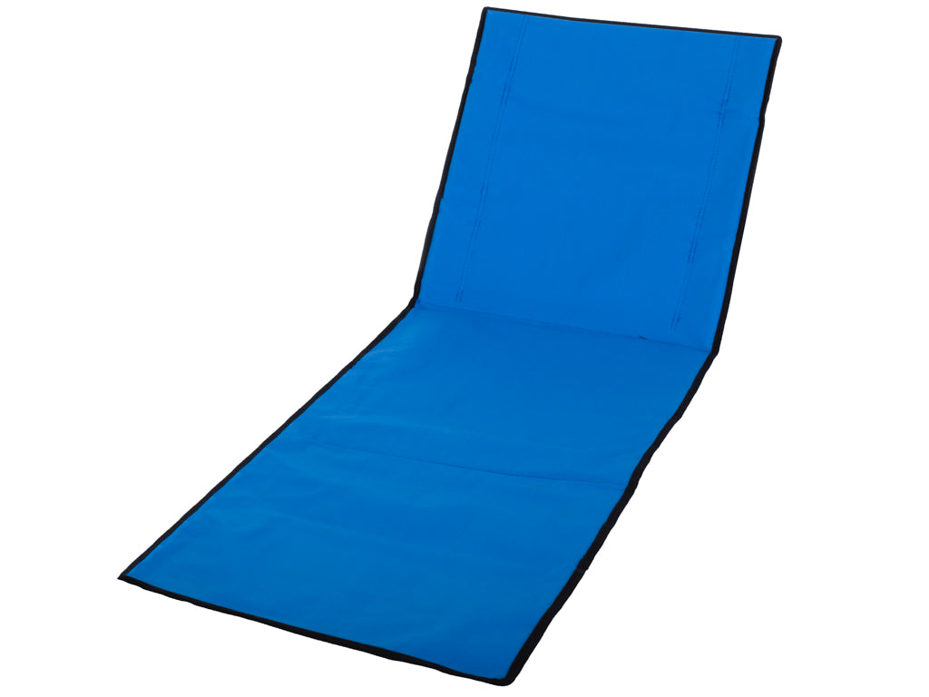 Sezlong pliabil cu spatar pentru plaja, material impermeabil, 150x47 cm, albastru inchis