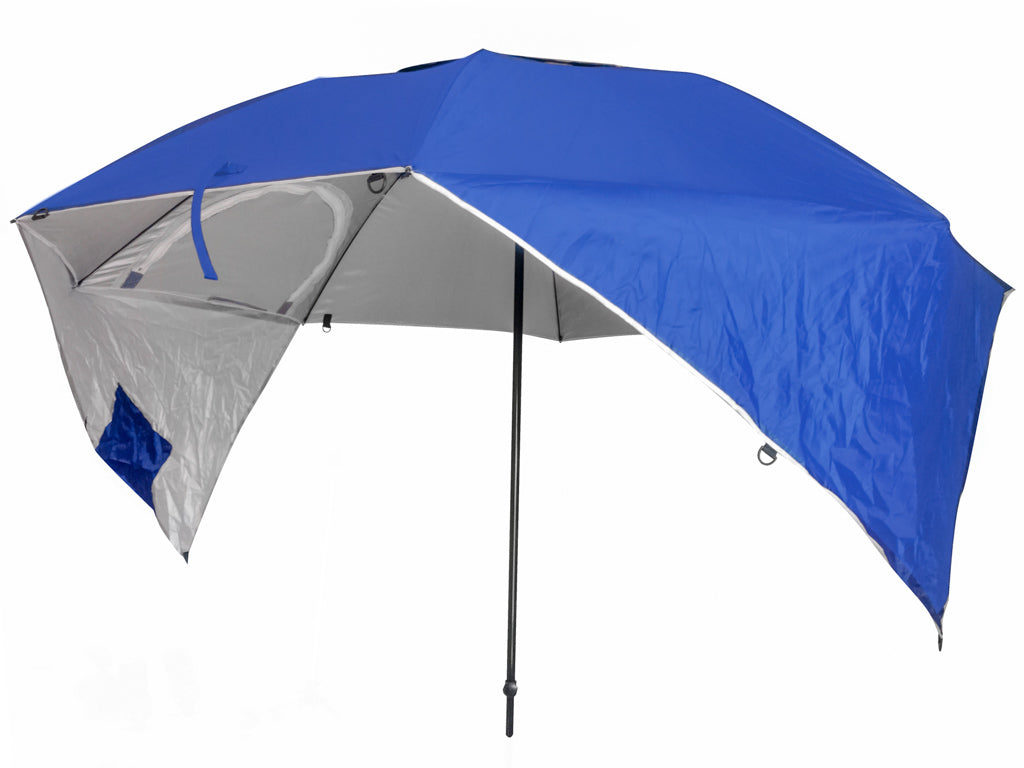 Umbrela de plaja tip cort, 240x230 cm – protectie solara, antivant, pliabila, cu husa