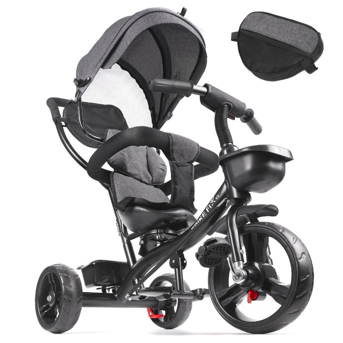 Tricicleta 3in1 105x52x94 cm, cu sezut rotativ 360°, roti fara aer, copertina reglabila, gri - BazarOltenia