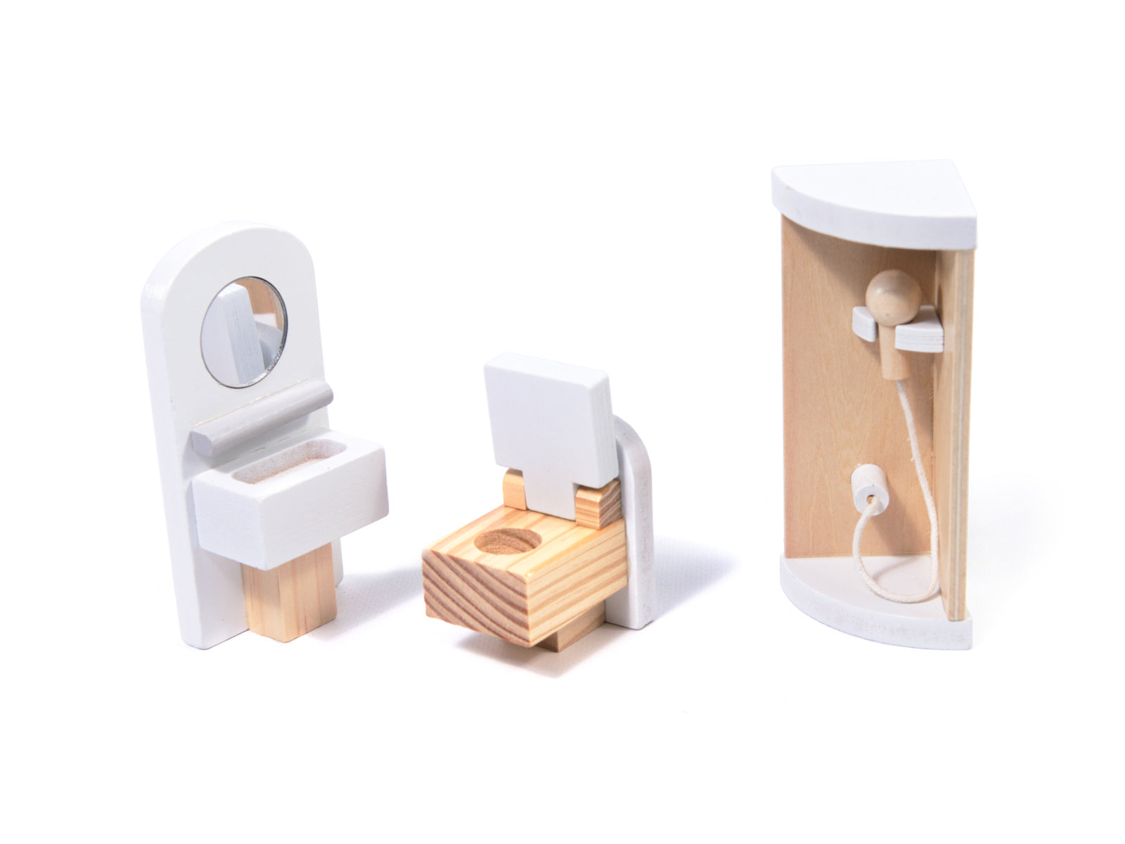 Casa de papusi mare din lemn cu 3 etaje, 4 camere, terasa, mobilier si iluminare LED, 62x27x78 cm, alb