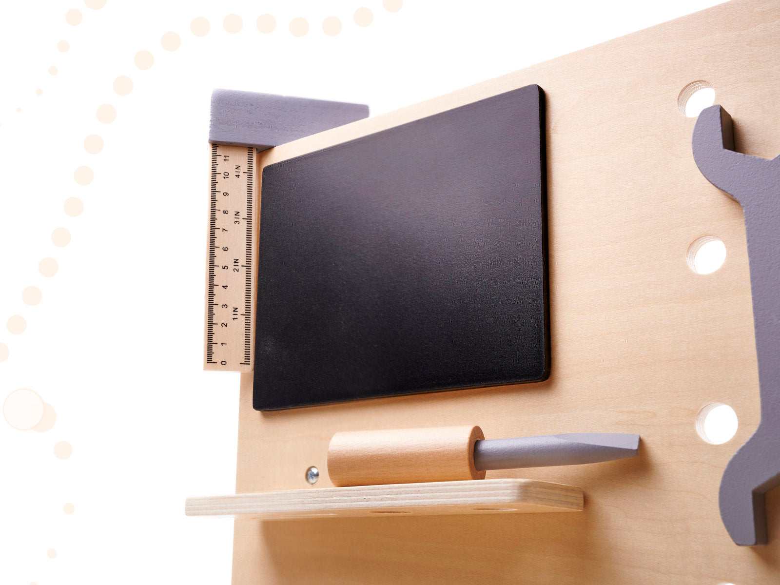 Banc de lucru copii din lemn cu unelte incluse, masa 45x26x67 cm, set DIY pentru micul mester
