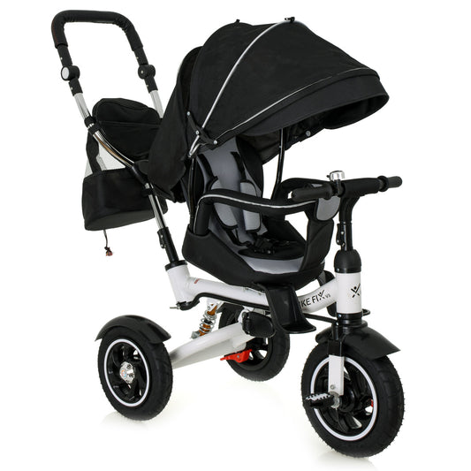 Tricicleta 3in1 105x52x94 cm, sezut rotativ 360°, roti fara aer, copertina reglabila, negru - 2