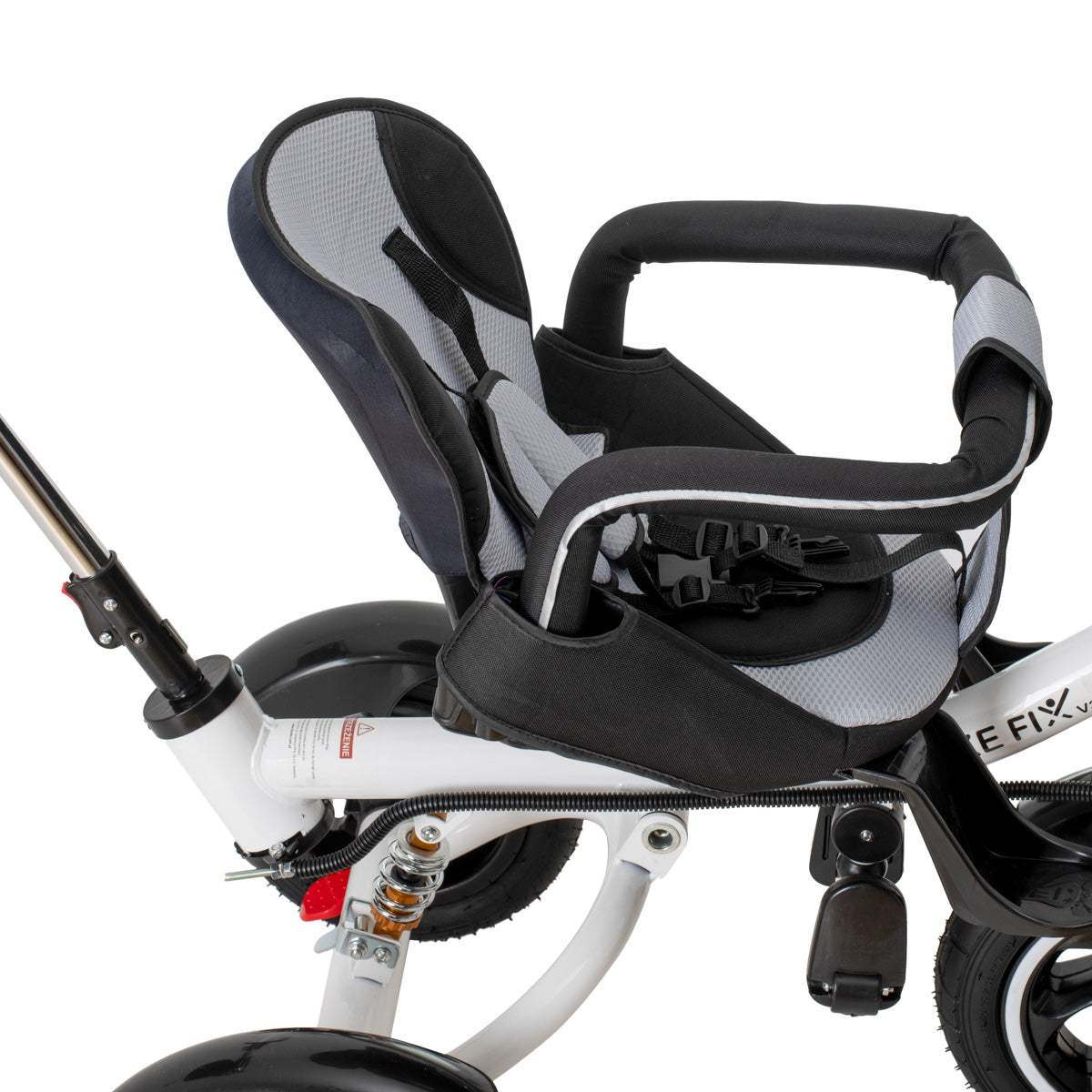 Tricicleta 3in1 105x52x94 cm, sezut rotativ 360°, roti fara aer, copertina reglabila, negru