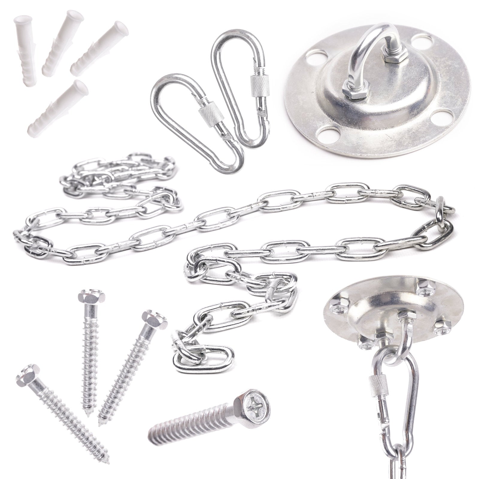 Set de montaj pentru leagan sau hamac – suport tavan, lant 150 cm, otel zincat