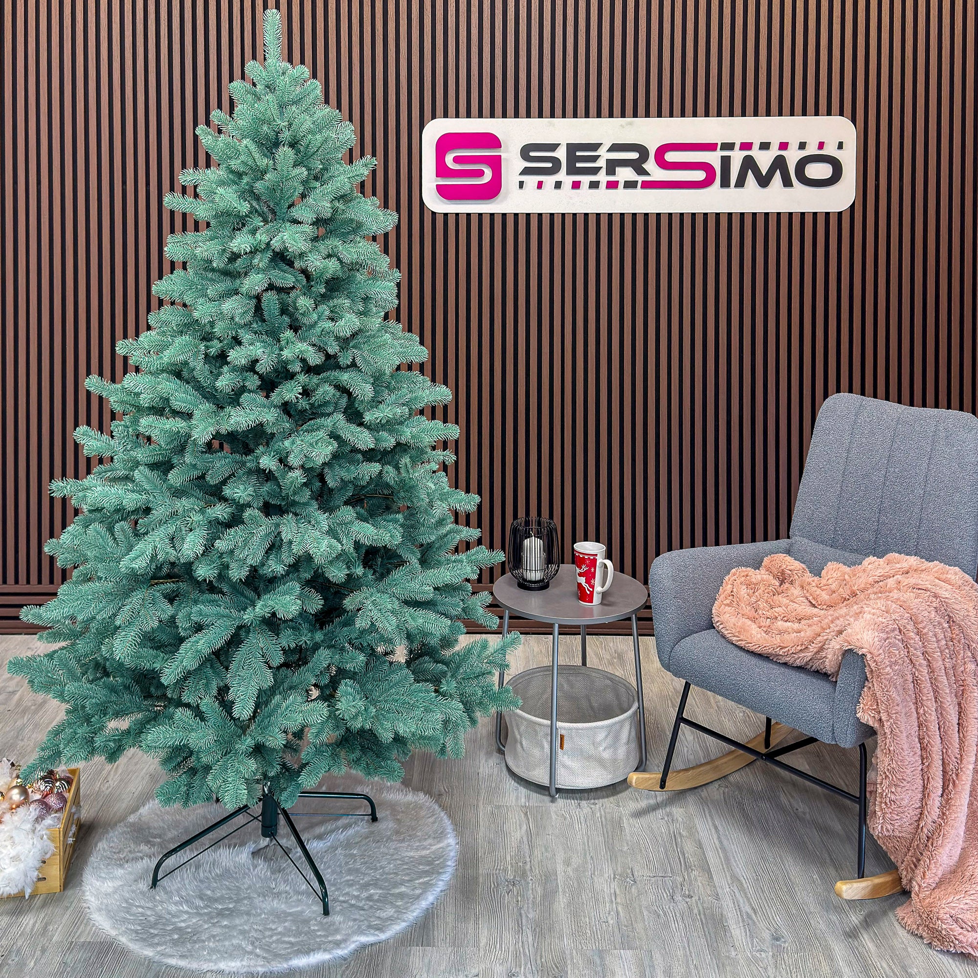 Brad artificial Christmas Deluxe by Sersimo, Kovalivka Select argintiu, integral 3D, 210 cm