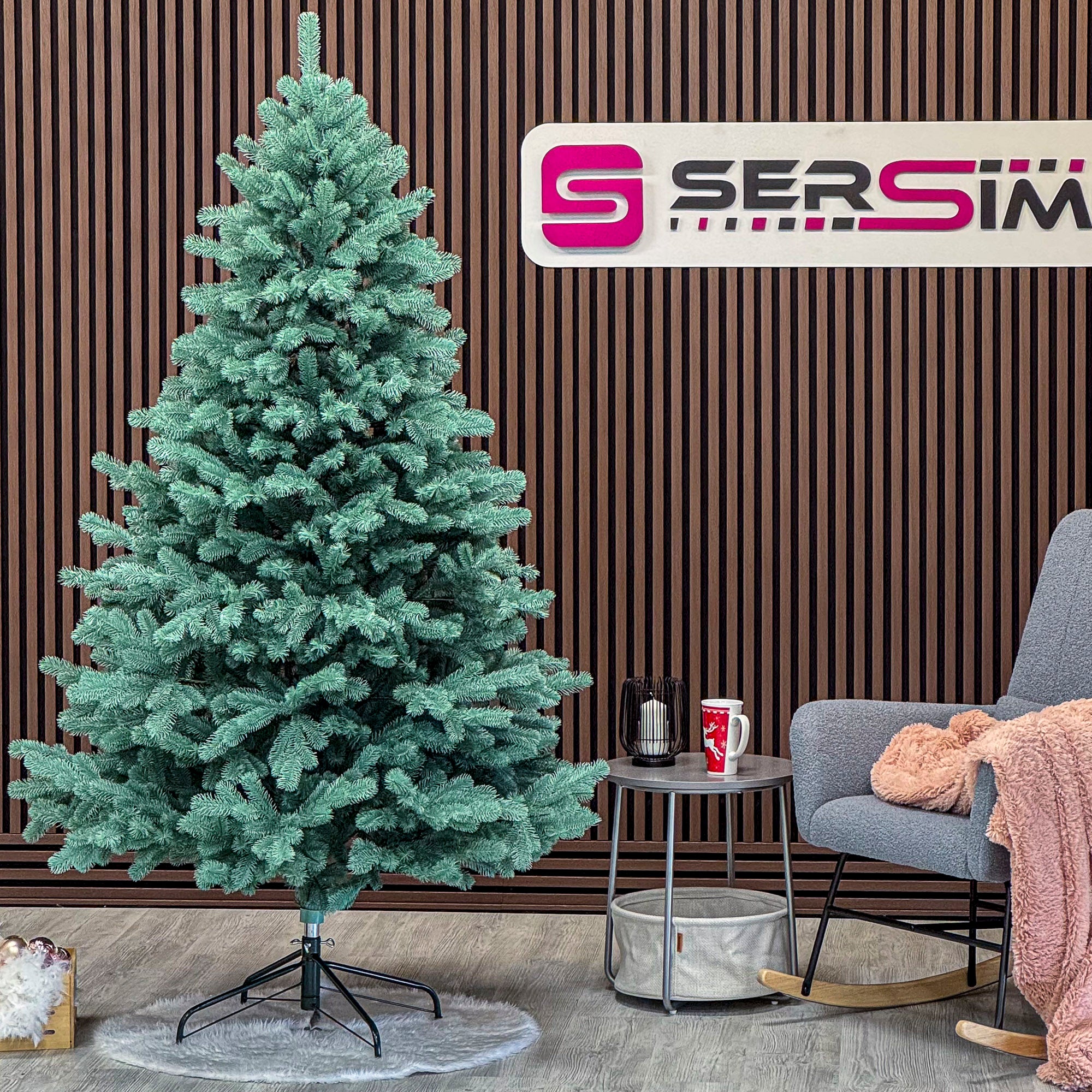 Brad artificial Christmas Deluxe by Sersimo, Kovalivka Select argintiu, integral 3D, 210 cm