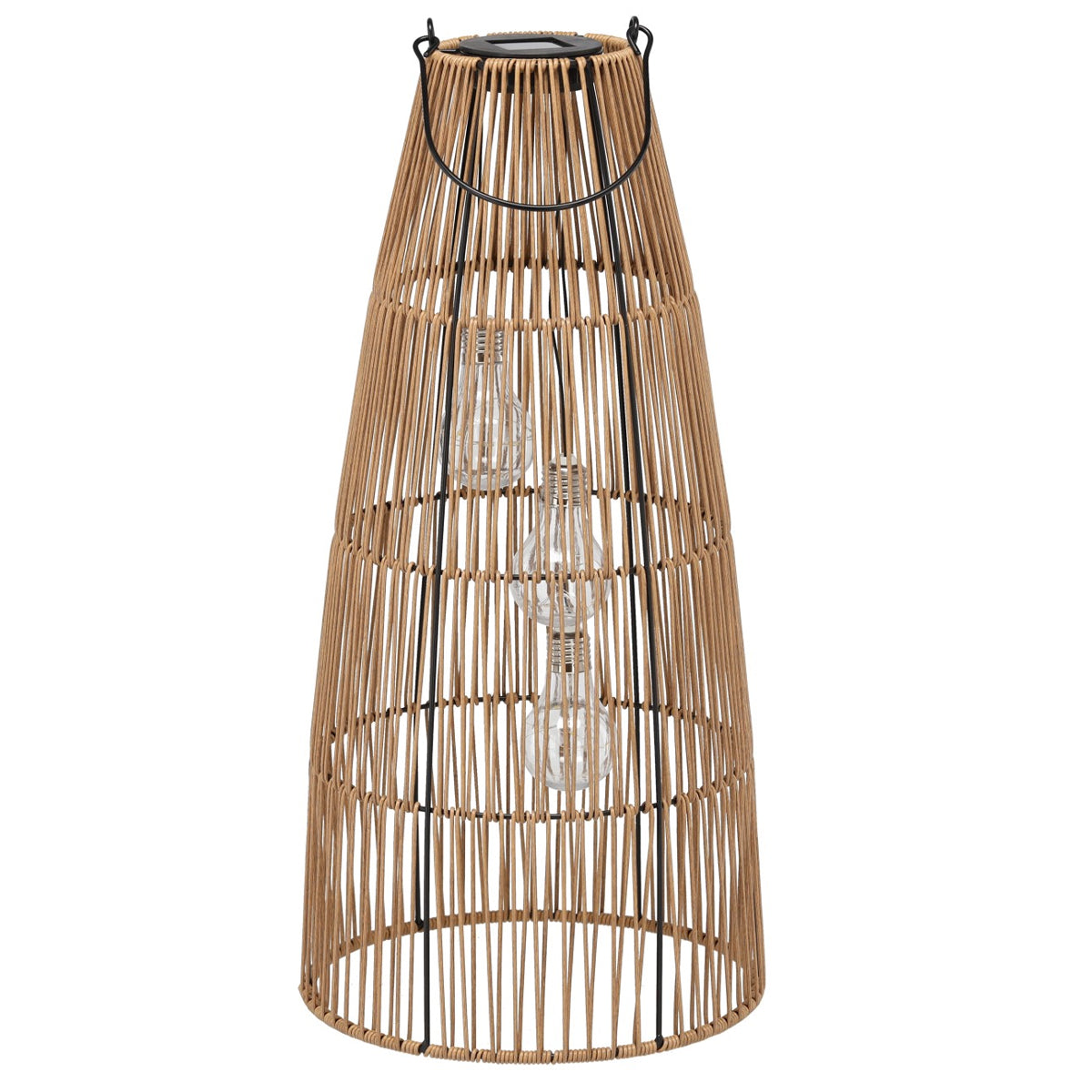 Lampion solar decorativ 55 cm, iluminare ambientala LED, model cu decupaje, pentru gradina sau terasa, maro