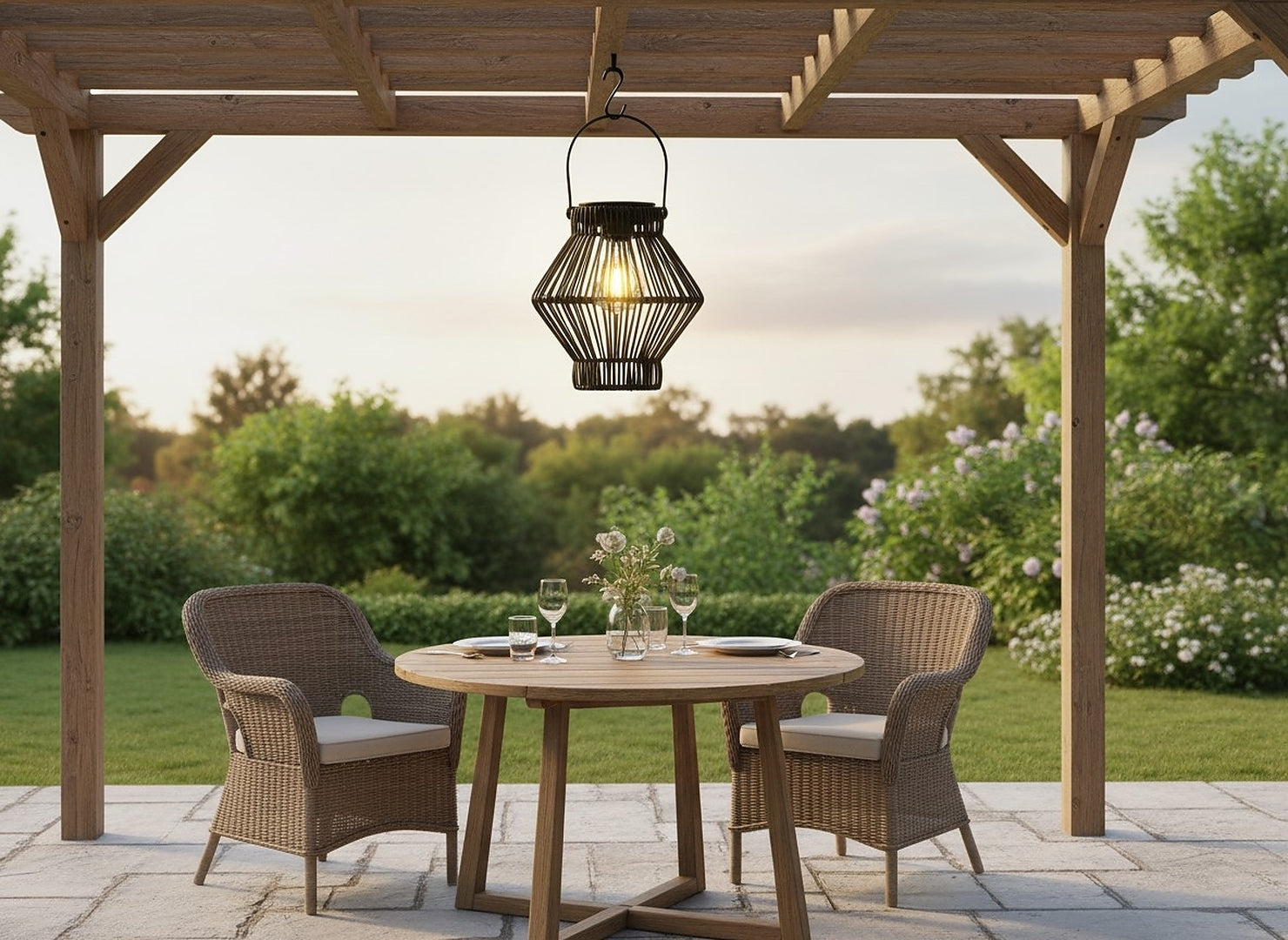 Lampion solar metalic 19 cm, iluminare ambientala LED, design decorativ pentru gradina, terasa sau balcon, negru