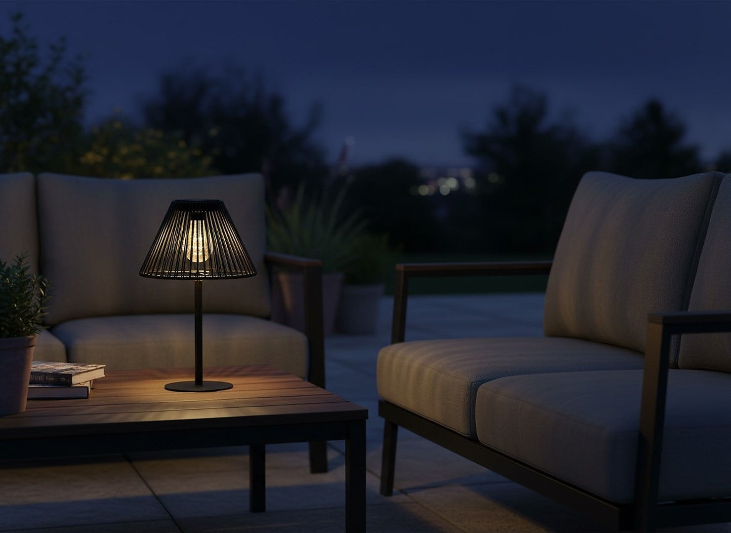 Lampion solar exterior, iluminare LED ambientala, 33 cm, design model veioza, incarcare solara, negru