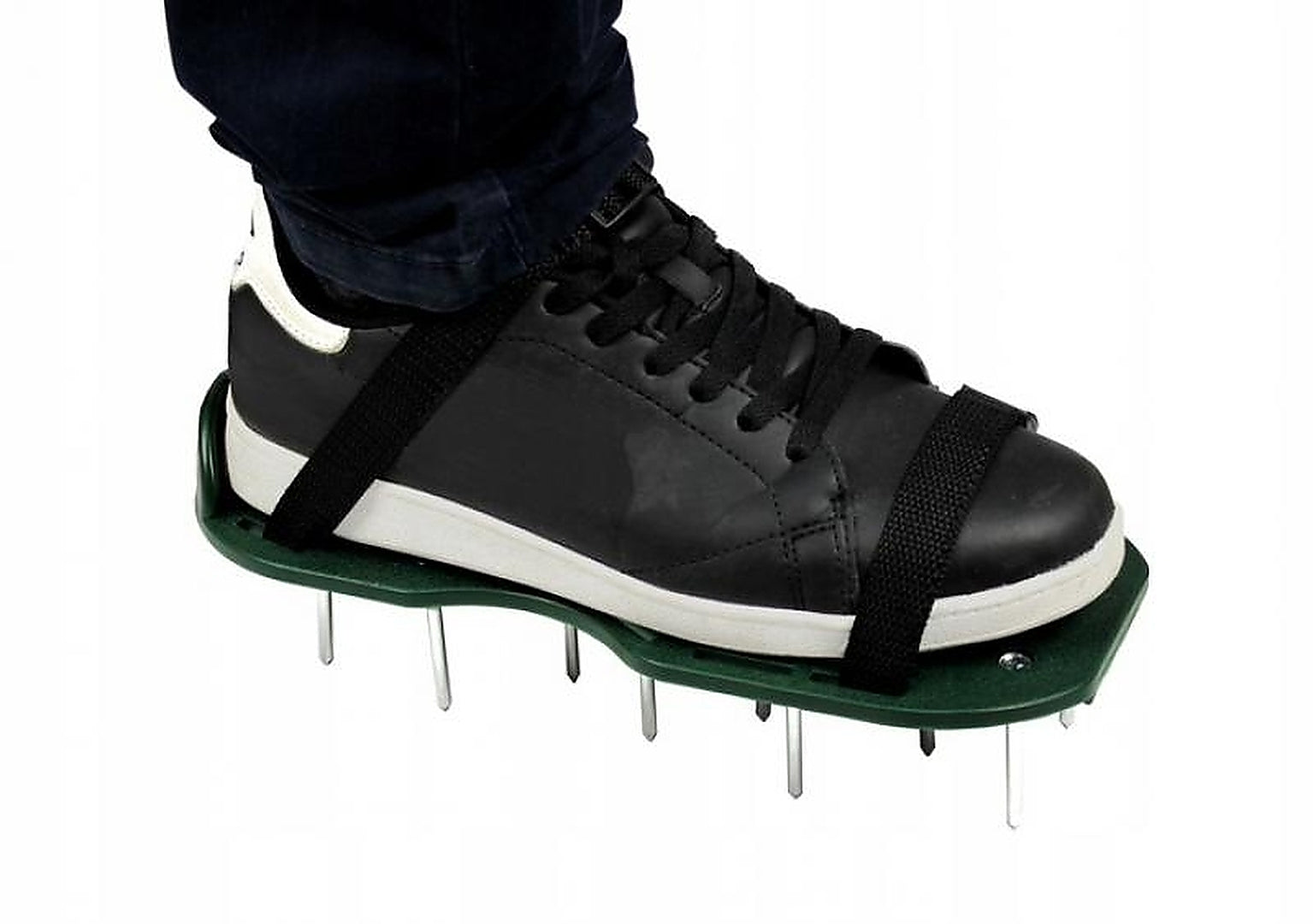 Sandale pentru aerarea gazonului cu 26 tepi metalici, curele reglabile, 30x13 cm, verde