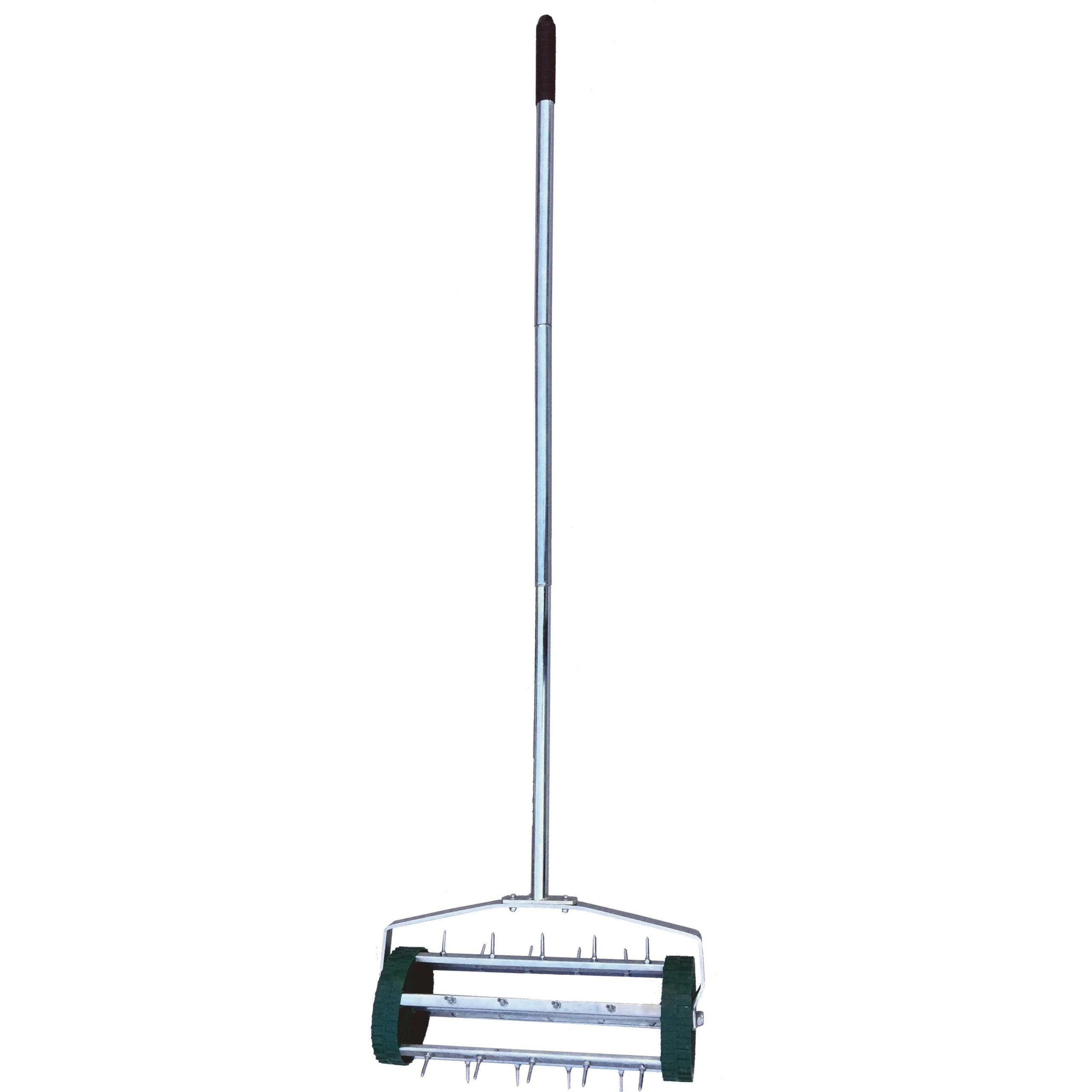 Scarificator si aerator manual pentru gazon cu 27 cuie, latime lucru 42 cm, maner metalic, verde