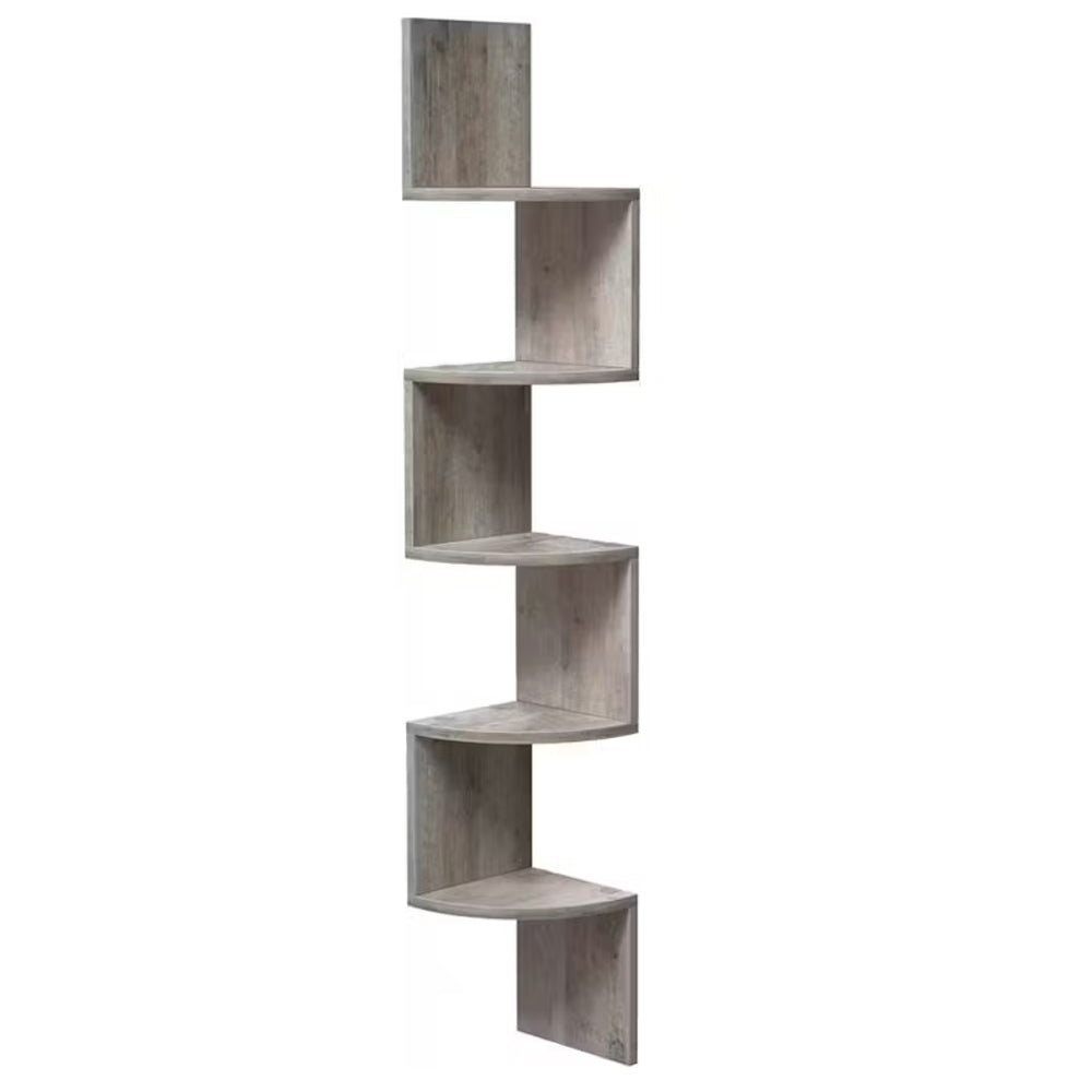 VASAGLE Raft de colt plutitor pe 5 niveluri, din lemn, 20x20x128cm, gri
