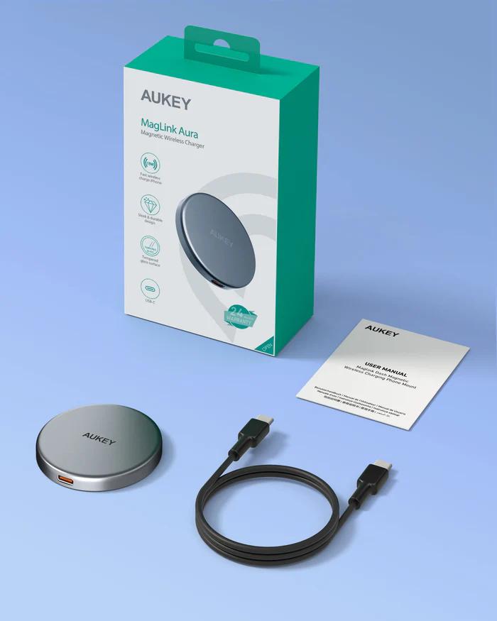 Statie de incarcare wireless Aukey, LC-MC10, 15W, fast charge, 1 x USB-C, negru, "LLTSN1048333" - 689323787036