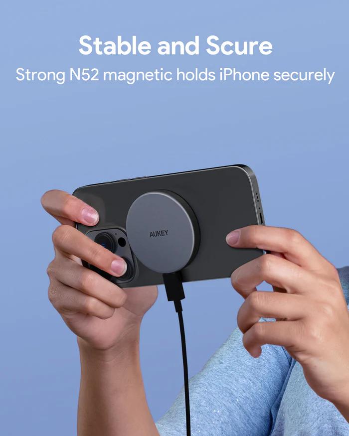 Statie de incarcare wireless Aukey, LC-MC10, 15W, fast charge, 1 x USB-C, negru, "LLTSN1048333" - 689323787036