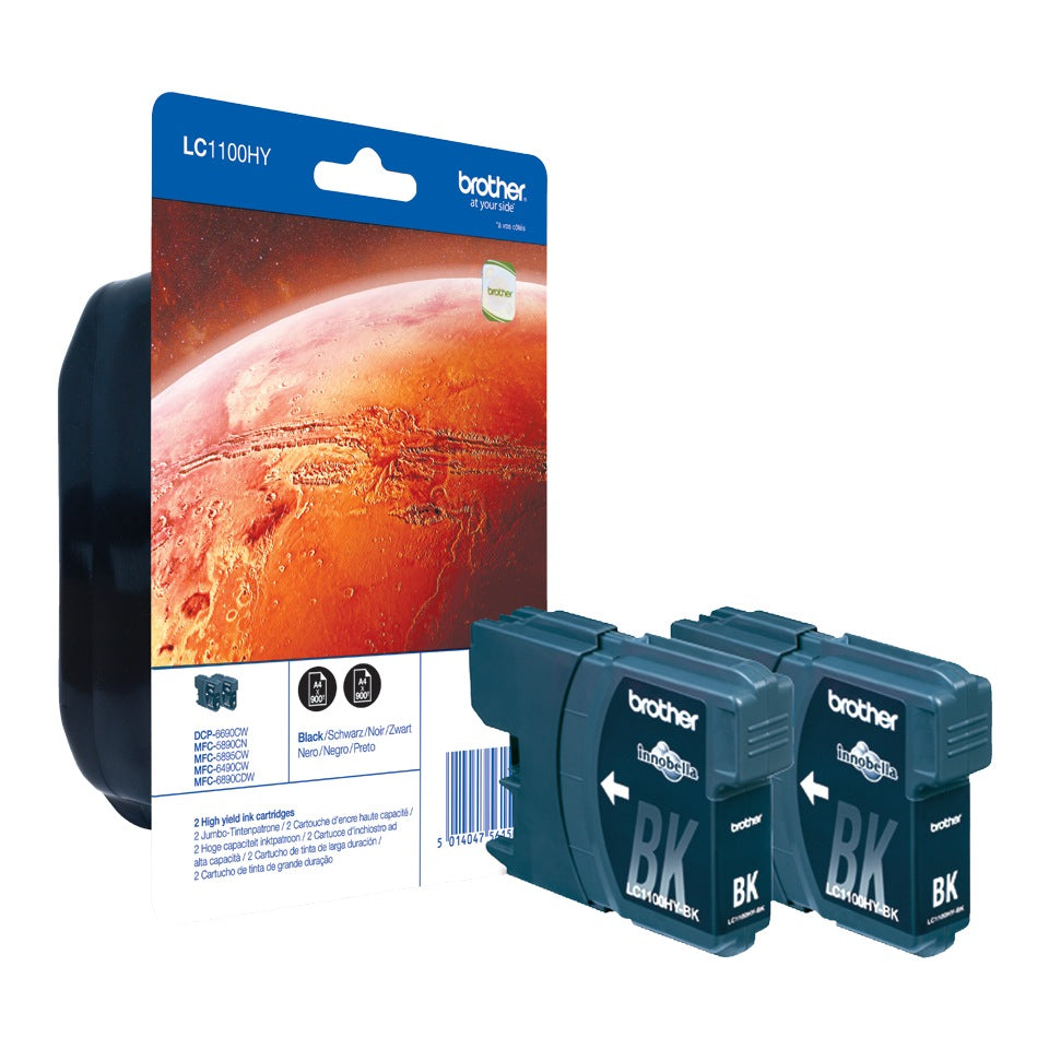 Dual-Pack Original BROTHER Black, LC1100HYBK, pentru DCP-6690|MFC-5895|MFC-6490|MFC-6890,, 