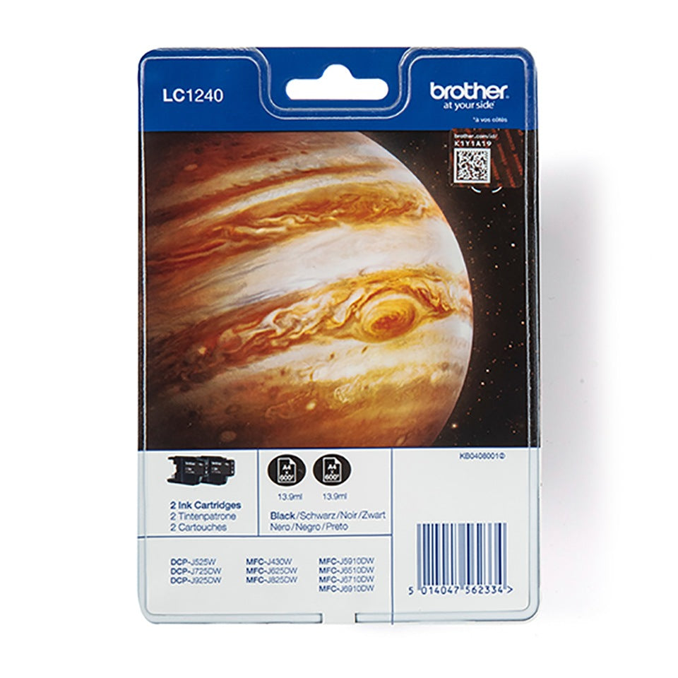 Dual-Pack Original BROTHER Black, LC1240BKBP2, pentru DCP-J525W|J725|J925|MFC-J430|J625|J5910|J6510|J6910,, 