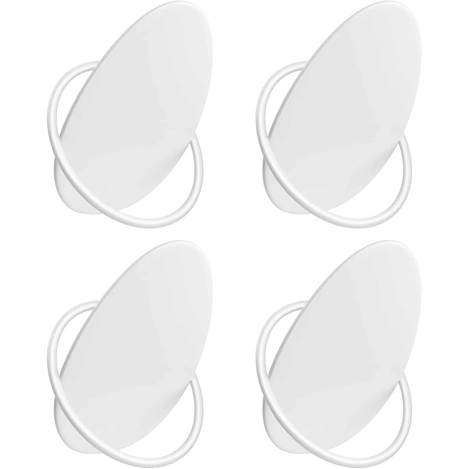 SONGMICS Set 4 carlige perete, design oval din otel, 5 kg per carlig, 9x5x7 cm, alb perlat