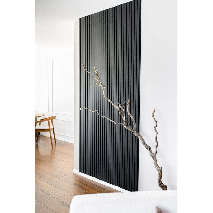 Riflaj MDF decorativ LDA PREMIUM de tip Panou Acustic, Negru, 260x40 cm