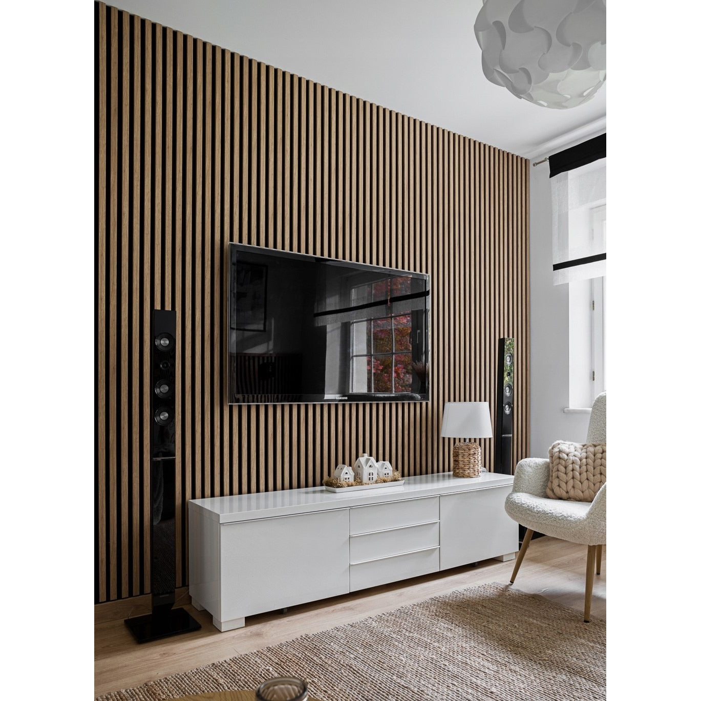 Riflaj MDF decorativ LDA PREMIUM de tip Panou Acoustic, Stejar Natur Saragossa, 260x40 cm