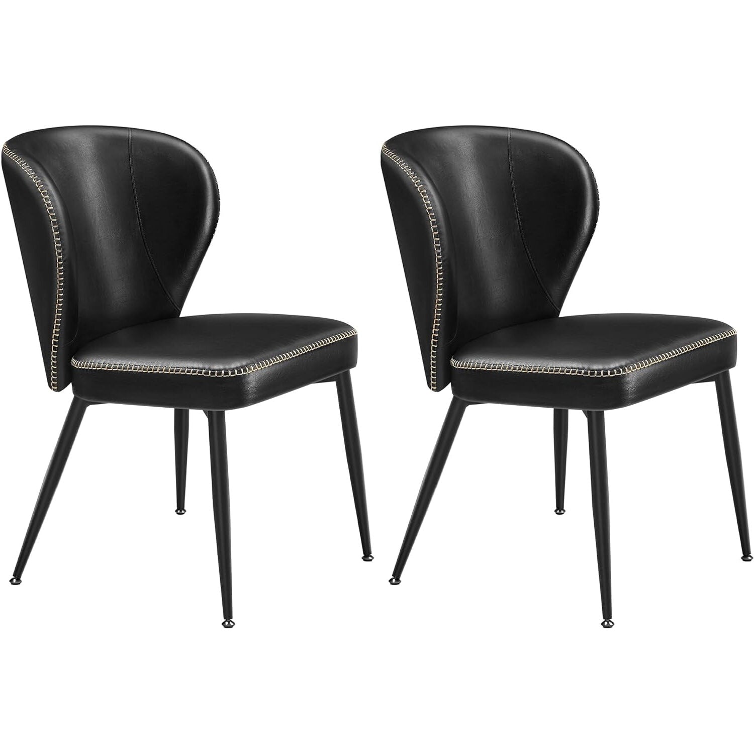 VASAGLE Set 2 scaune living EKHO, tapiterie piele ecologica cu cusaturi, 52x55x79 cm, negru