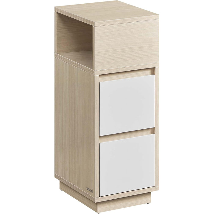 VASAGLE Noptiera ingusta cu 2 sertare, montaj stanga - dreapta, 30x25x65 cm, bej si alb - BazarOltenia