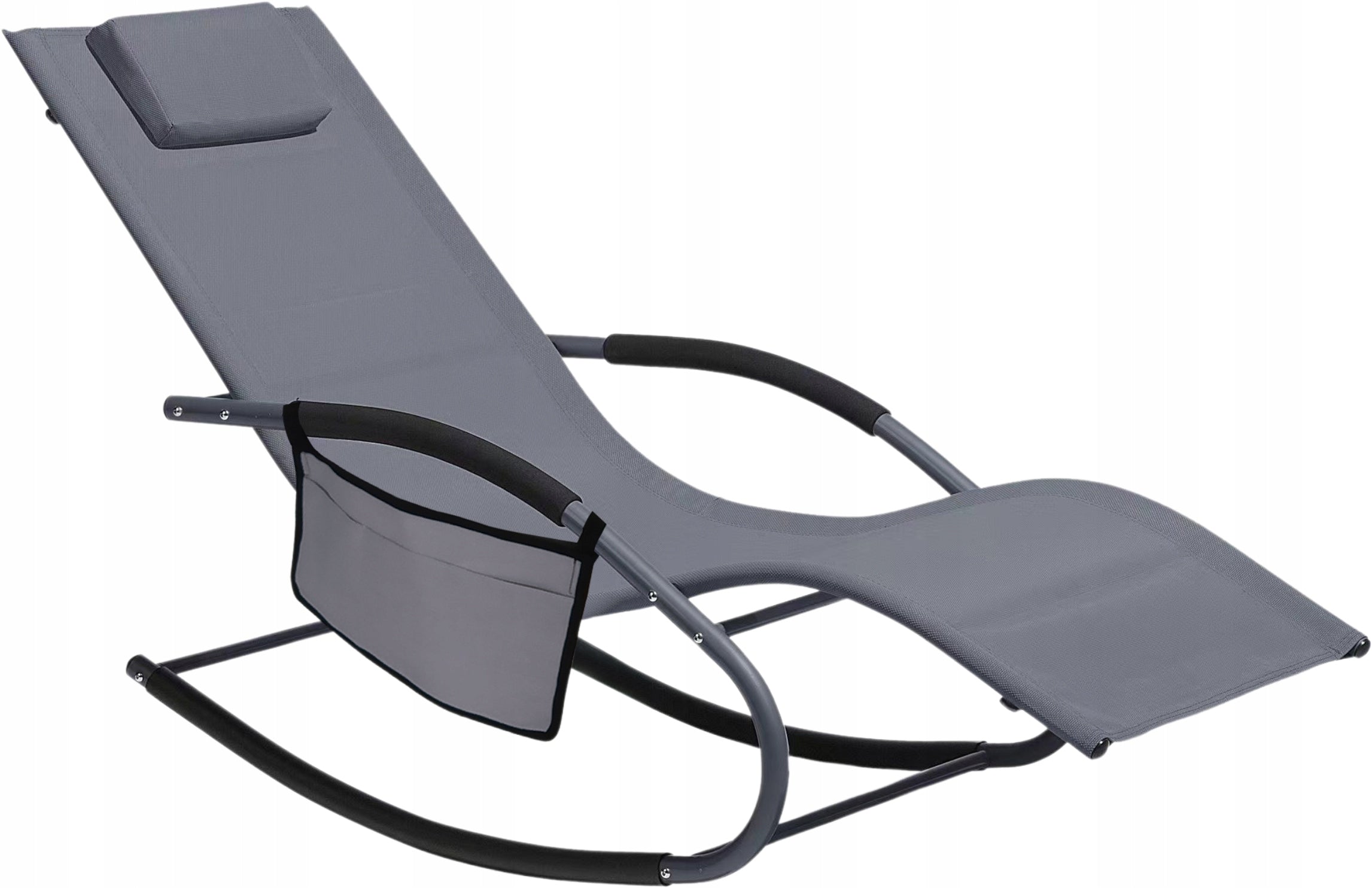 Leagan tip sezlong pentru gradina 148x63x87 cm, structura otel, textilen, design ergonomic, gri inchis