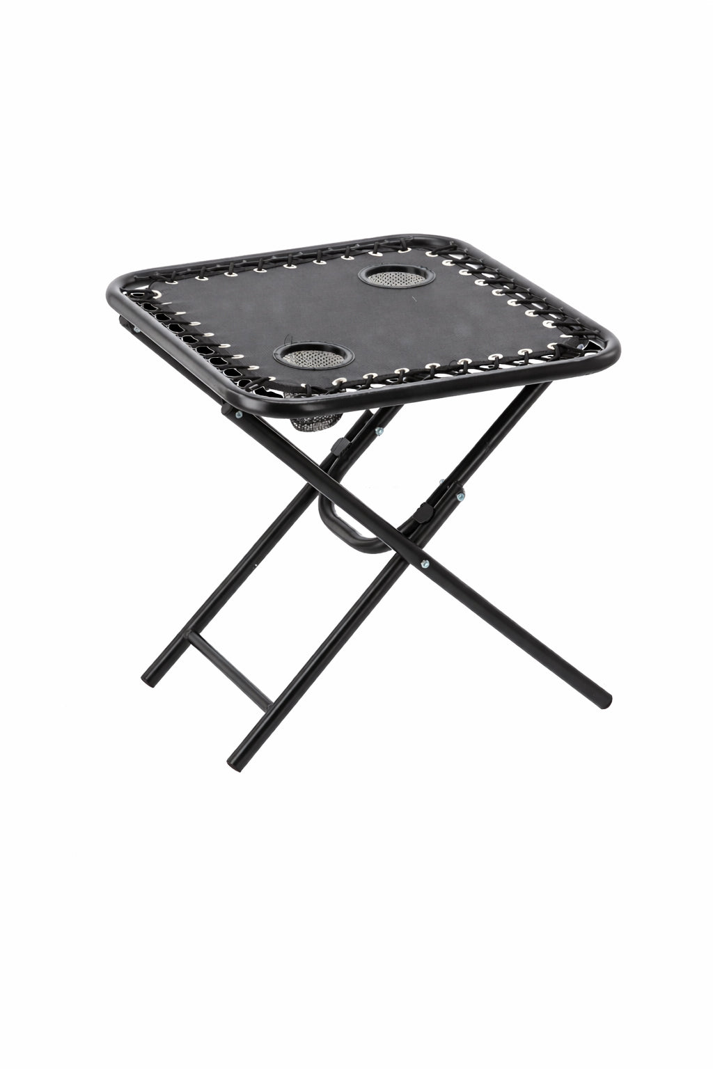 Masa turistica pliabila pentru camping, cu suport pahare, 50x50x50 cm, negru
