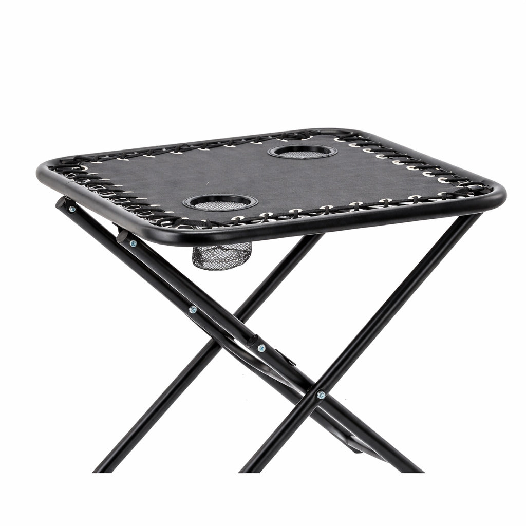 Masa turistica pliabila pentru camping, cu suport pahare, 50x50x50 cm, negru