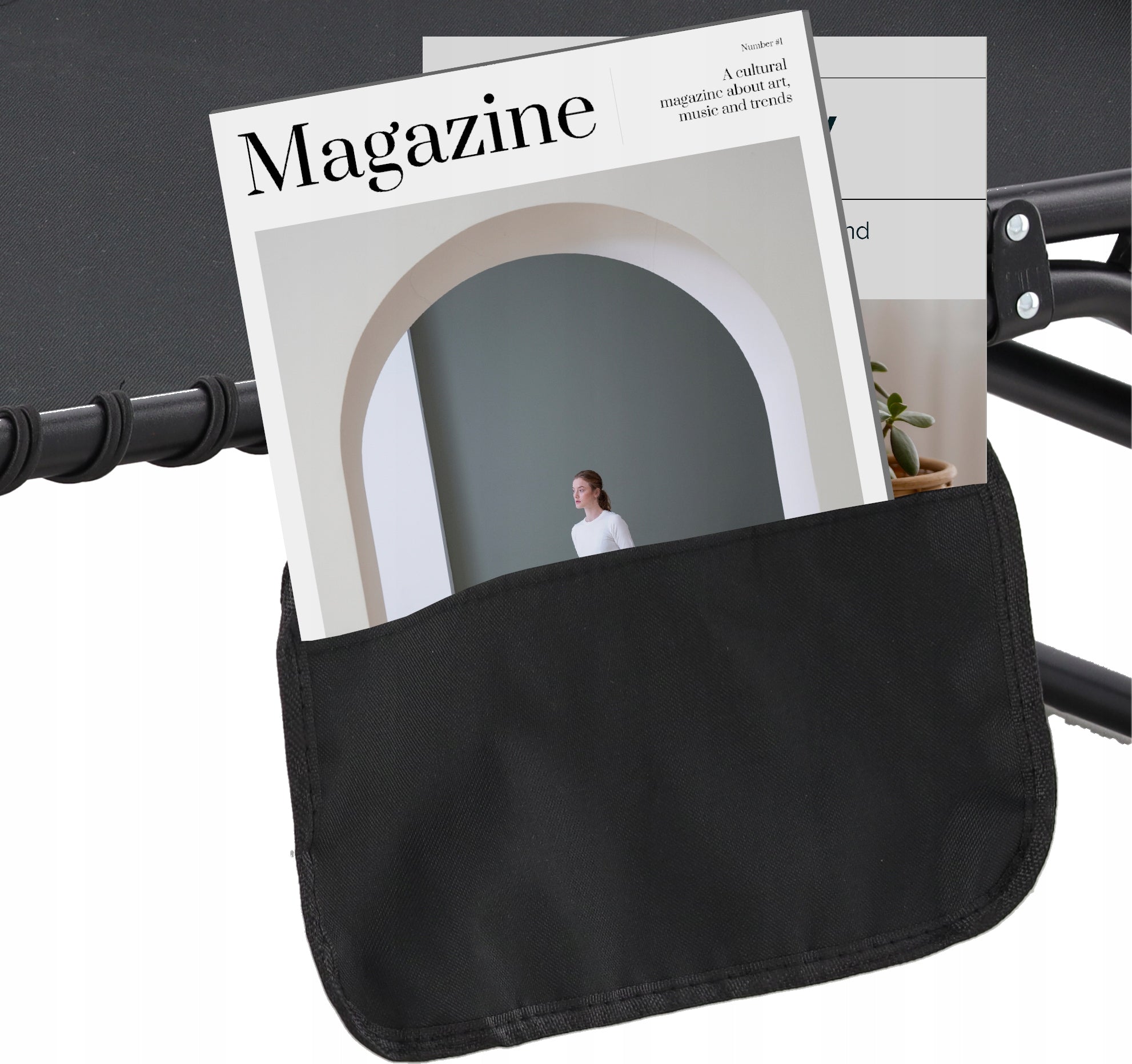 Sezlong pliabil 190x58x30 cm, cu spatar reglabil, perna si buzunar lateral, cadru metalic, negru