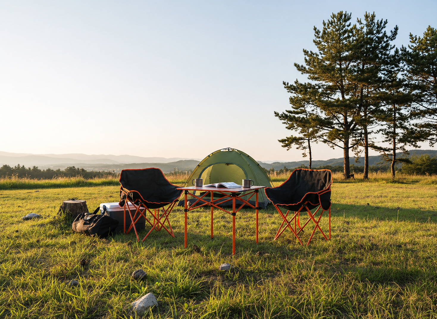 Set camping pliabil masa si 2 scaune, cadru otel, material Oxford 600D, 55x47x66 cm, negru