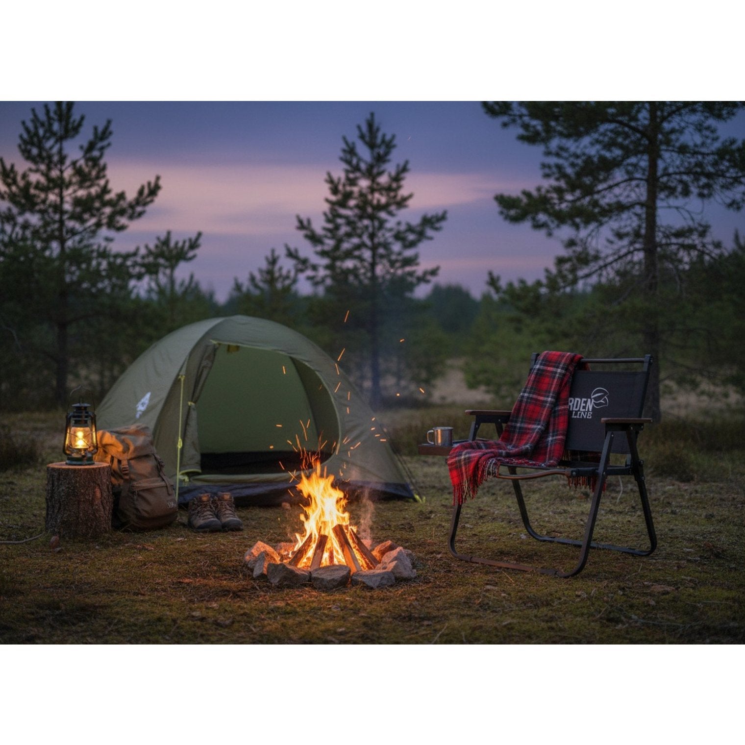 Scaun camping sau pescuit, pliabil cu suport pahar, cadru otel, maxim 120 kg, 52x43x67 cm, negru