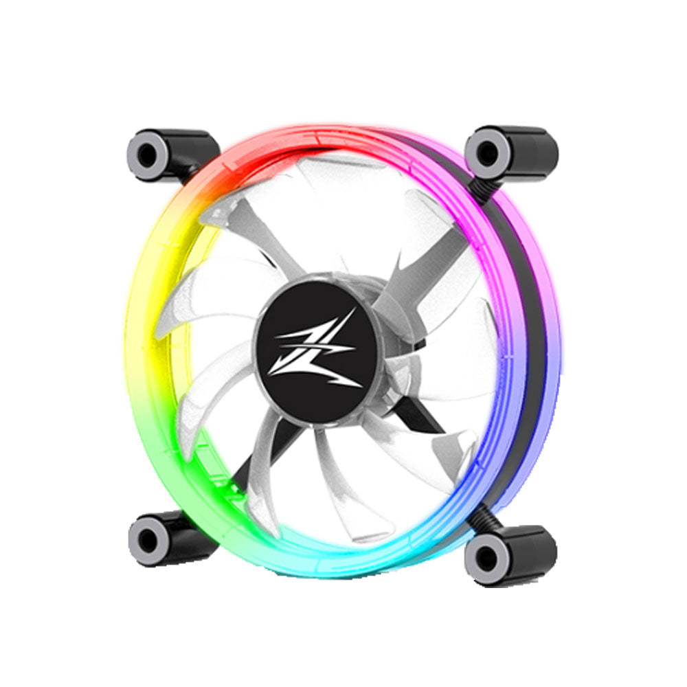 Ventilator Zalman "ZM-LF120", 120mm, 800 - 1300 RPM, EBR Bearing, 43 CFM, 2x inel LED RGB, 4pin PWM, negru, "ZM-LF120"