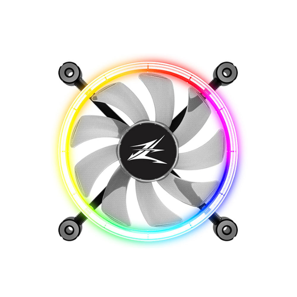 Ventilator Zalman "ZM-LF120", 120mm, 800 - 1300 RPM, EBR Bearing, 43 CFM, 2x inel LED RGB, 4pin PWM, negru, "ZM-LF120"