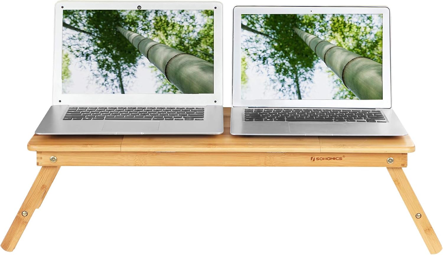 SONGMICS Masa pliabila laptop, din bambus, cu ventilatie si picioare ajustabile, 72x35x29 cm, natur