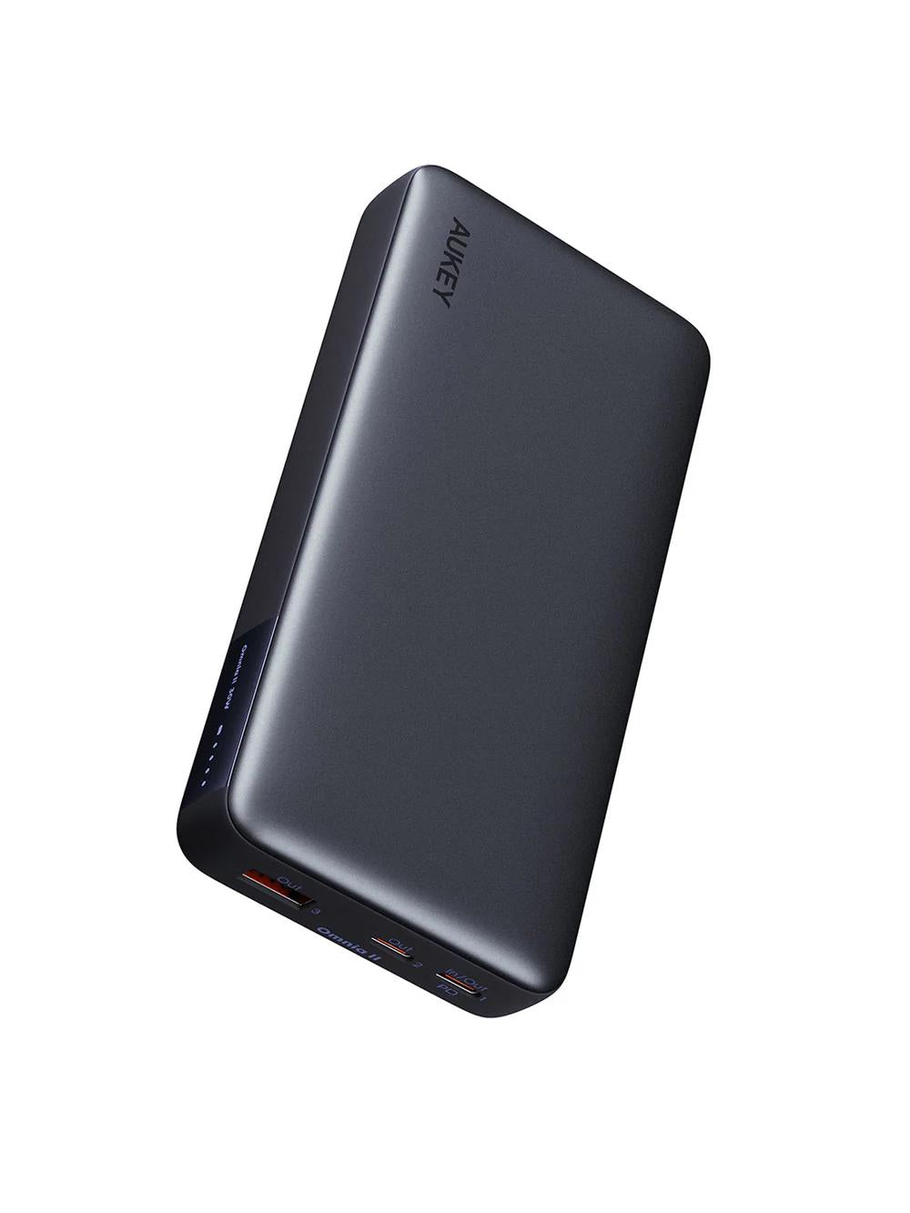 POWER BANK Aukey "PB-Y42" 20.000 mAh, 30W incarcare rapida 3-in-1, 2 x USB-C, 1 x USB-A, 378g, negru, "LLTSN1047247" - 689323786428