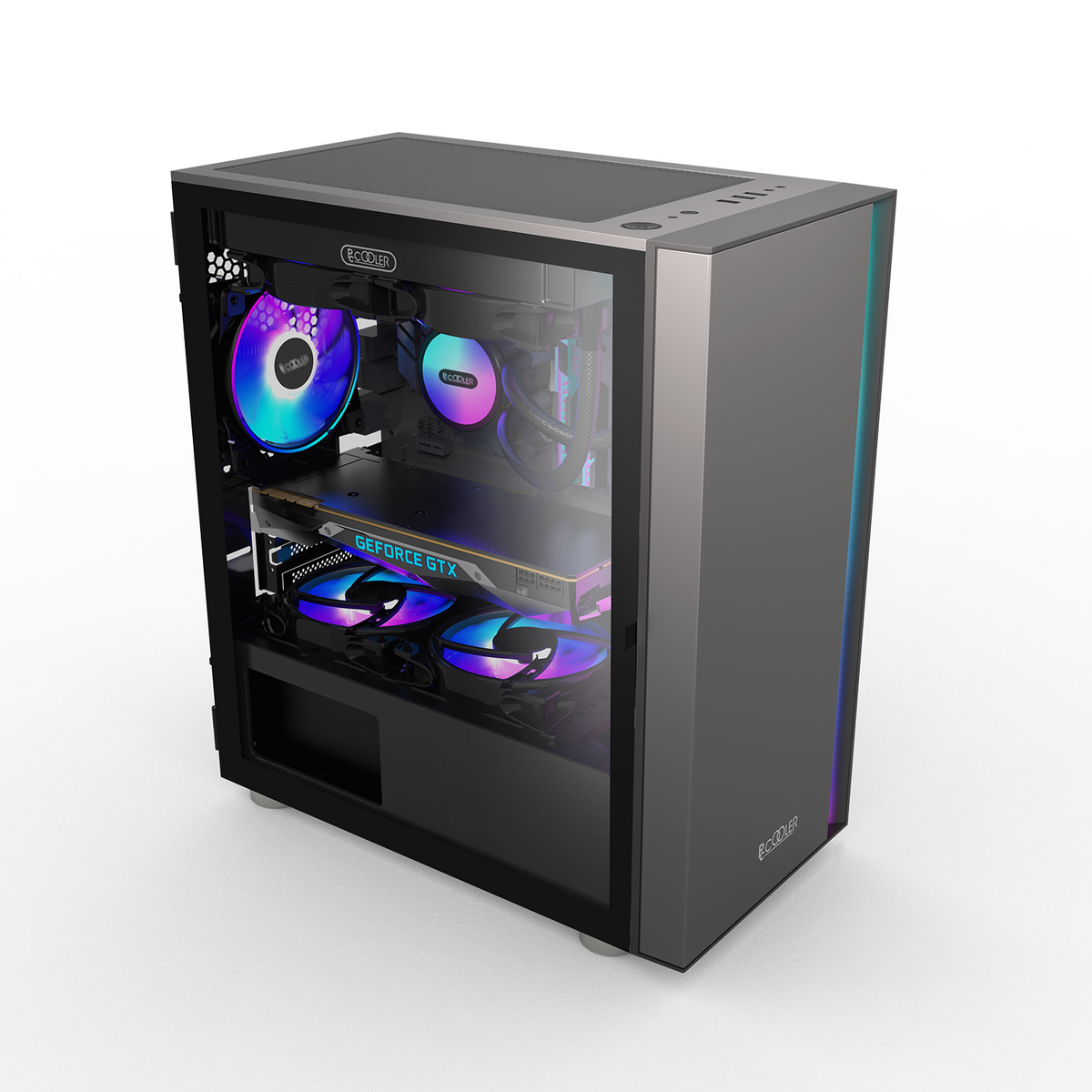 CARCASA PCCOOLER, Middle Tower, mATX, ITX, fara sursa, sticla securizata, 1 ventilator inclus ARGB, negru, USB 3.2 gen 1 x 1