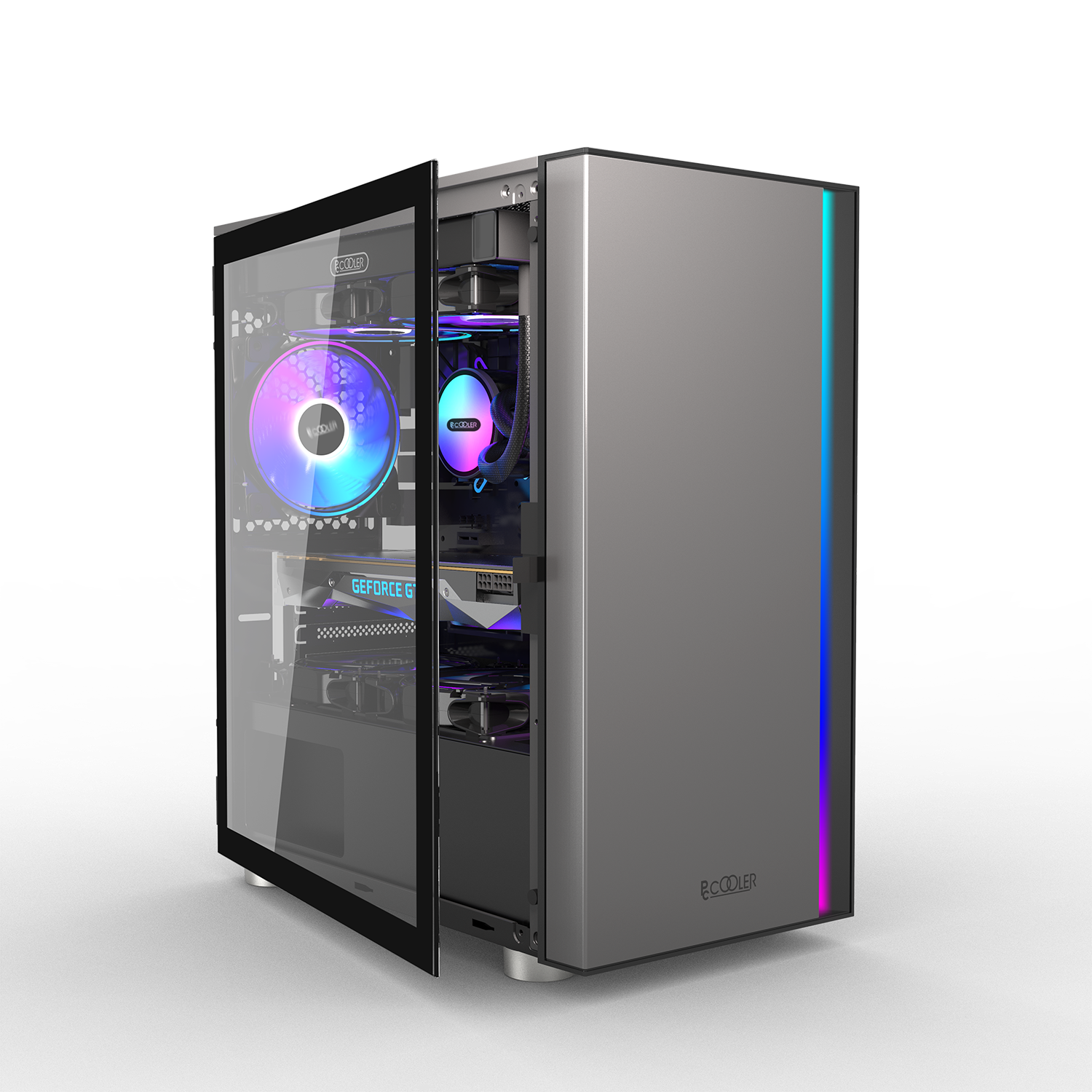 CARCASA PCCOOLER, Middle Tower, mATX, ITX, fara sursa, sticla securizata, 1 ventilator inclus ARGB, negru, USB 3.2 gen 1 x 1, USB 2.0 x 2, mic, audio, "LM300G ARGB"